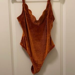 NWOT Orange Velvet Bodysuit